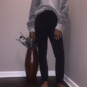 Distressed black jeans